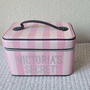 Victoria's Secret Pink Striped Cosmetic Case Bling